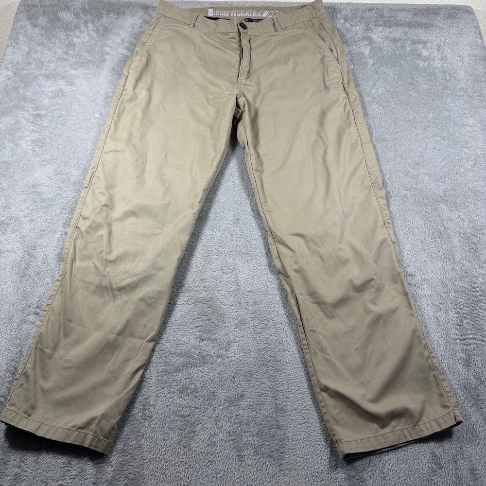 Iron Workers Motorcycle Riding Pants Mens 36x32 Tan Aramid Reinforced Chino